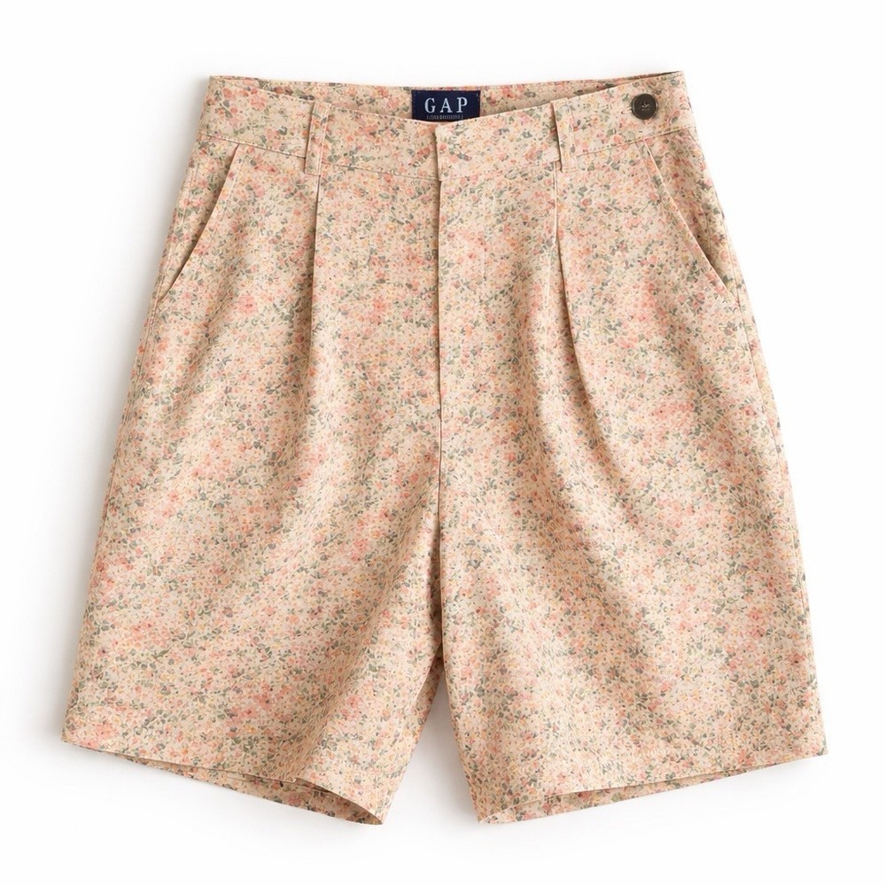 GAP Floral Pleated Shorts Women's 6 Pink Green Cottagecore Vintage Japan Vtg 90s